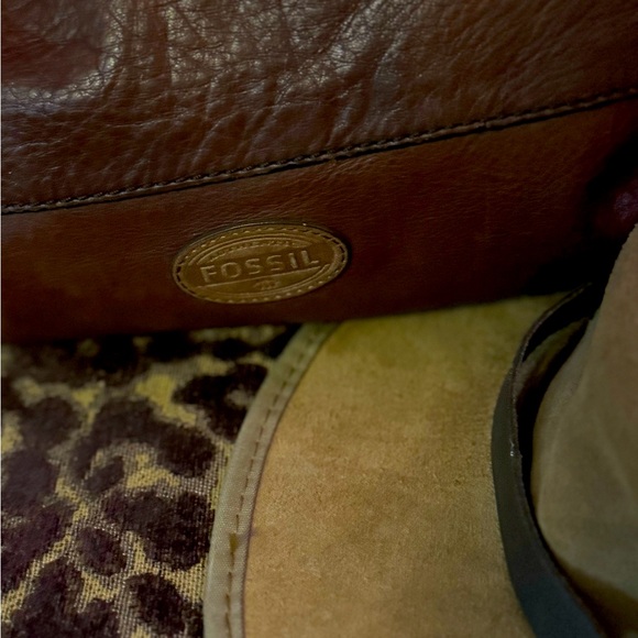 Fossil vintage brown leather tote style bag. EUC - Picture 5 of 7